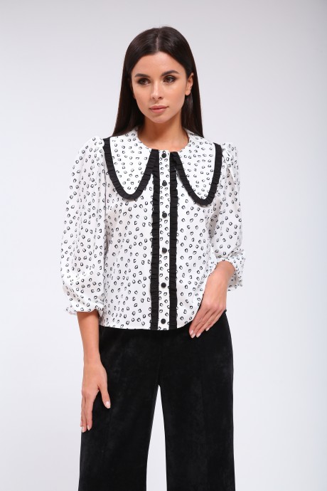 Блузка SandyNa 130410 белый, дизайн "сердечки" размер 44-54 #1
