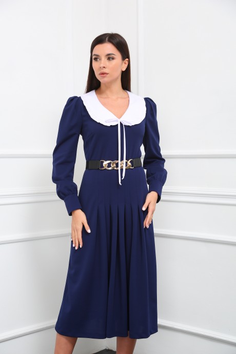 Платье SandyNa 130104 + пояс Синий размер 44-48 #1