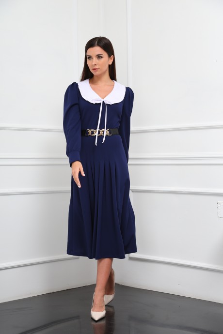 Платье SandyNa 130104 + пояс Синий размер 44-48 #2