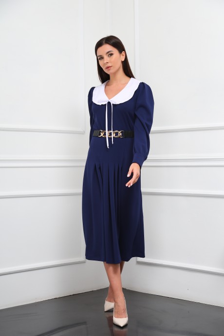 Платье SandyNa 130104 + пояс Синий размер 44-48 #3