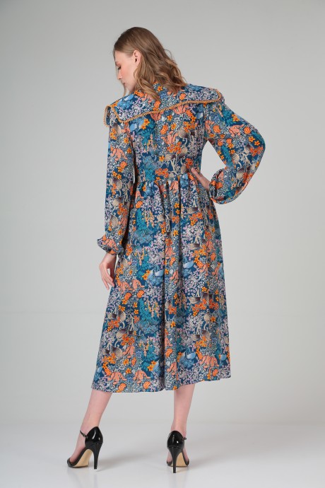 Платье SandyNa 130113 голубой в цветы размер 52-56 #7
