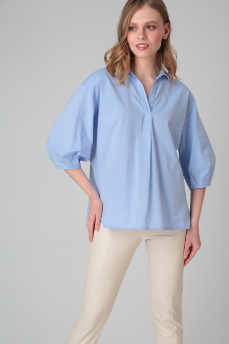 Блузка SandyNa 130431 голубой без вышивки размер 46-56 #2