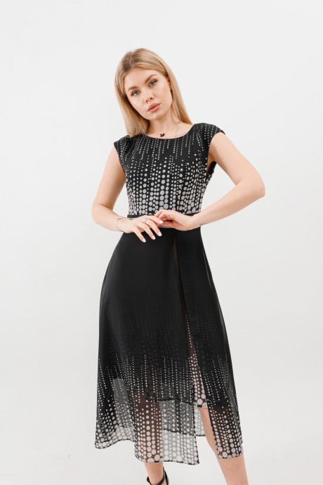 Вечернее платье SandyNa 130126 черно-белый размер 44-52 #2
