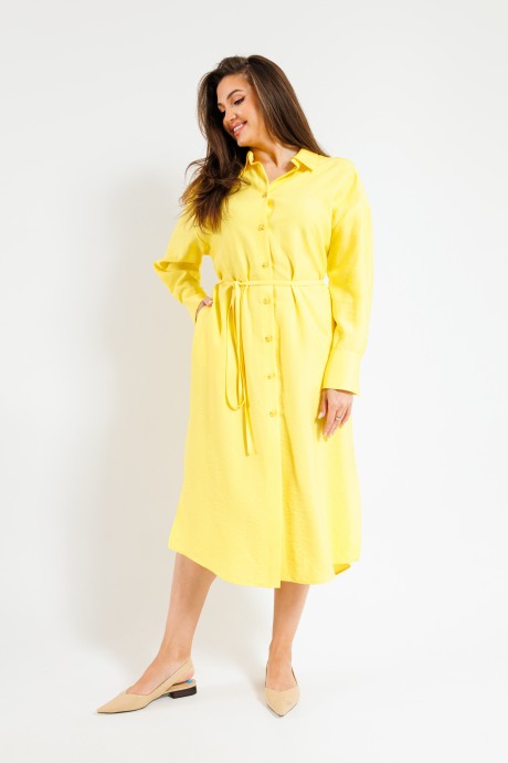 Платье SandyNa 130128 ярко-желтый размер 48-60 #4