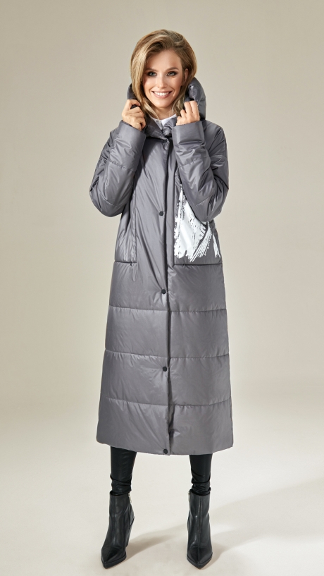Пальто DiLiaFashion 0230 серый размер 42-48 #2