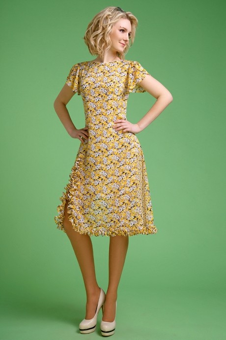 Платье Euro-moda 139 желтый размер 40-44 #1