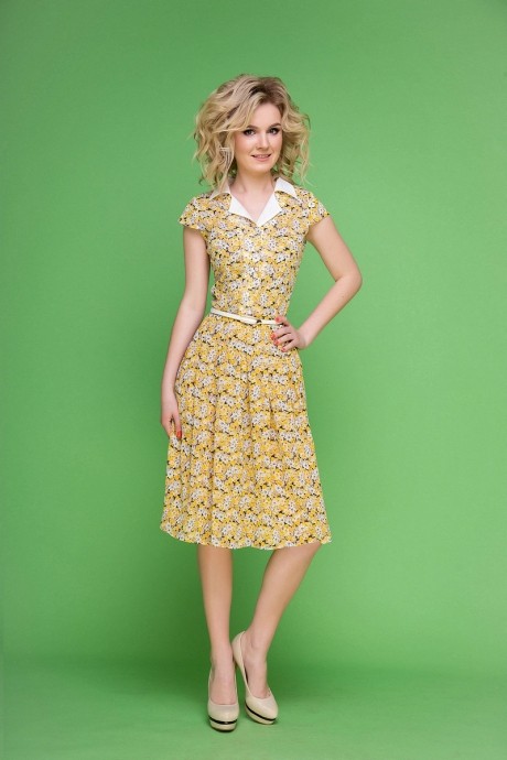Платье Euro-moda 161 желтый размер 42-46 #1