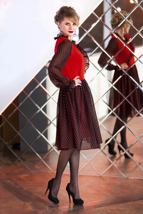Вечернее платье Euro-moda 246/2 красный с черным размер 44-54 #2