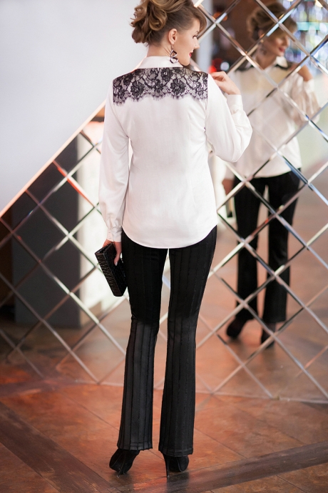 Блузка Euro-moda 250 молочный с черным кружевом размер 44-54 #2