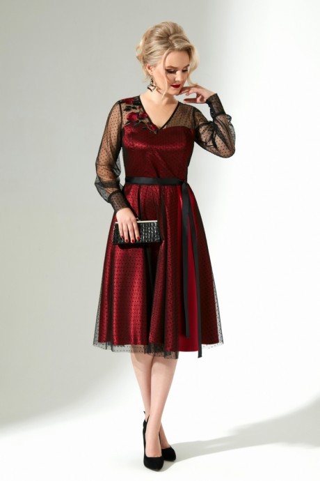 Вечернее платье Euro-moda 325 красный+черная секта размер 44-54 #1