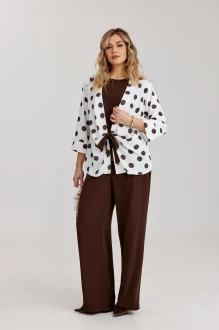 Брючный костюм KALORIS 2298 тройка бело-коричневый