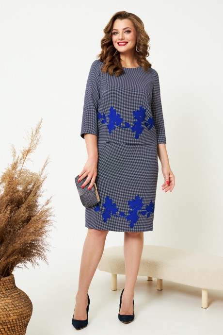 Платье AGATTI 5004-1 Темно-синий с синим принтом размер 46-52 #1