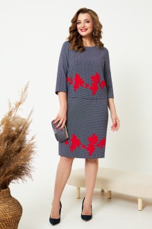 Платье AGATTI 5004-2 Темно-синий с красным принтом #1