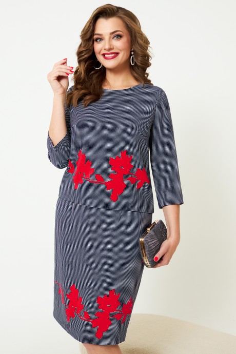 Платье AGATTI 5004-2 Темно-синий с красным принтом размер 46-52 #2