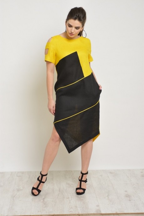 Платье MALI 498 жёлто-чёрный размер 44-54 #1
