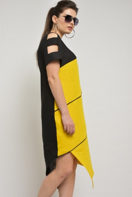 Платье MALI 498 чёрно-жёлтый размер 44-54 #4