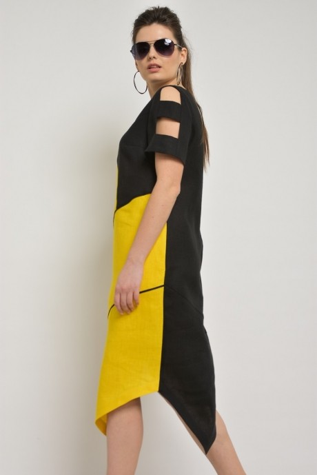 Платье MALI 498 чёрно-жёлтый размер 44-54 #5