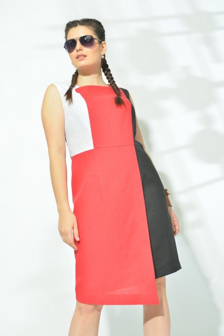 Платье MALI 419-038 чёрный+красный размер 48-52 #4