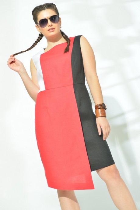 Платье MALI 419-038 чёрный+красный размер 48-52 #5