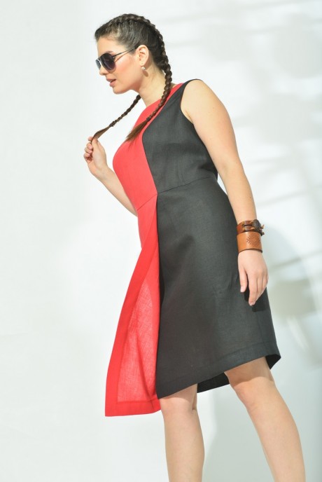 Платье MALI 419-038 чёрный+красный размер 48-52 #7