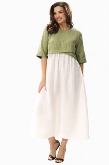 Платье MALI 424-005 белый,зелёный #1