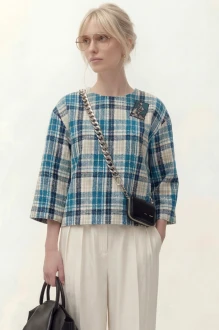 Джемпер (кофта) Lokka 1858 с бирюзовый,  клетка