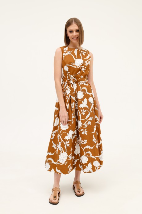 Платье PUR PUR 11-293/1 коричнево-белый размер 42-46 #1