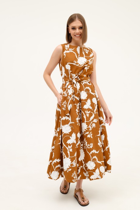 Платье PUR PUR 11-293/1 коричнево-белый размер 42-46 #2