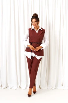 Брючный костюм Beautiful&Free 6423 тройка каштан