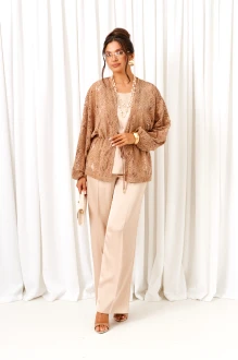 Брючный костюм Beautiful&Free 6424 тройка бежевый