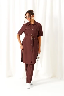 Брючный костюм Beautiful&Free 6454 тройка коричневый