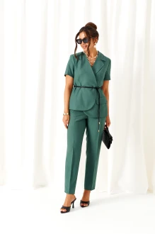 Брючный костюм Beautiful&Free 6451 двойка бутылочно-зелёный