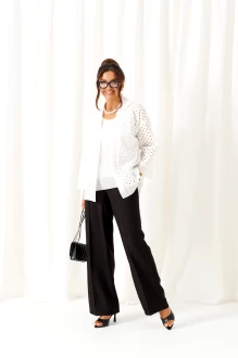 Брючный костюм Beautiful&Free 6469 тройка бело-черный