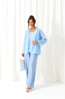 Брючный костюм Beautiful&Free 6469 тройка голубой