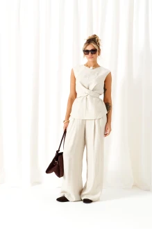 Брючный костюм Beautiful&Free 6466 двойка песочный