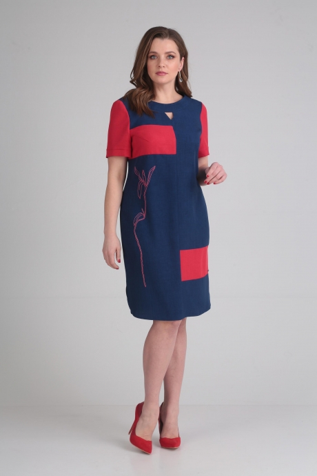 Платье VIOLA STYLE 0831 сине-красный размер 50-54 #2