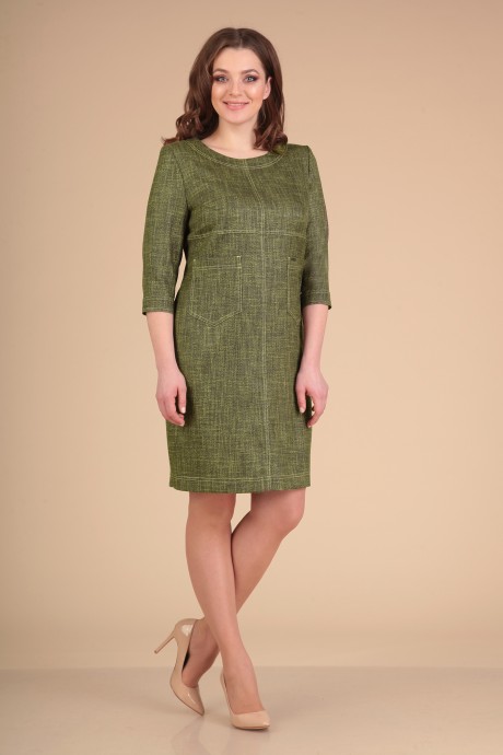 Платье VIOLA STYLE 0773 зелёный меланж размер 48-52 #1