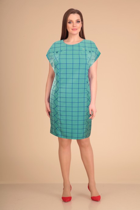 Платье VIOLA STYLE 0736 мятный в клетку размер 50-54 #1