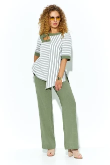 Брючный костюм Euromoda 706 двойка хаки, полоса