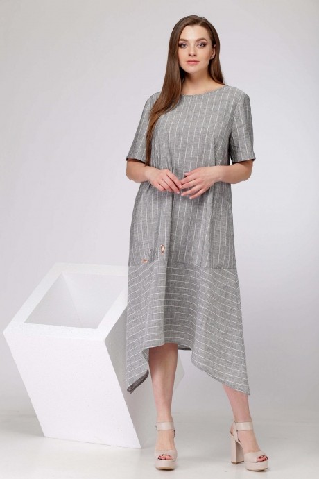 Платье SOVA 11008 серый полоска размер 54-58 #1