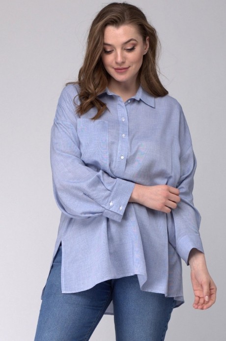 Блузка, туника, рубашка SOVA 13034 голубой размер 50-60 #2