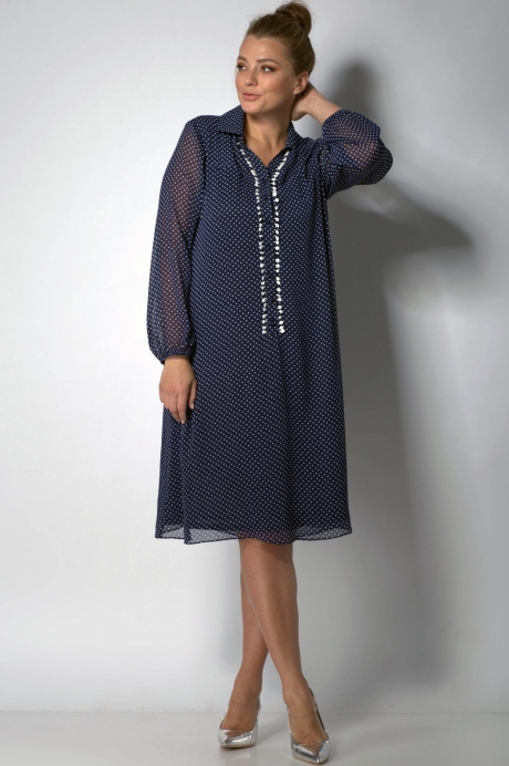Платье SOVA 11048 синий/горох размер 54-58 #1