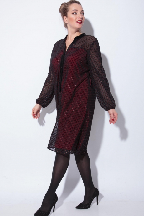 Вечернее платье SOVA 11048 черно-красный размер 54-58 #5