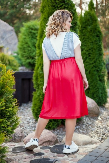 Платье TEZA 218 красный+полосы размер 46-56 #2