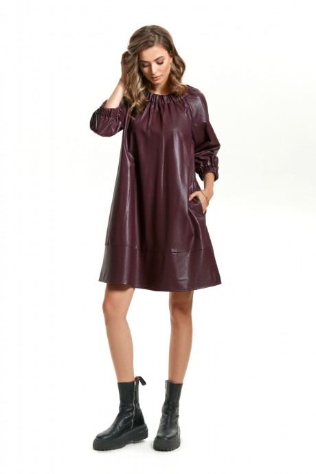 Платье TEZA 1444 бордовый размер 42-52 #1