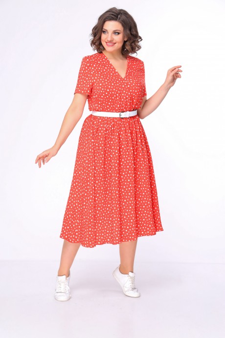 Платье Swallow 427 Красный в белый горох размер 46-60 #2