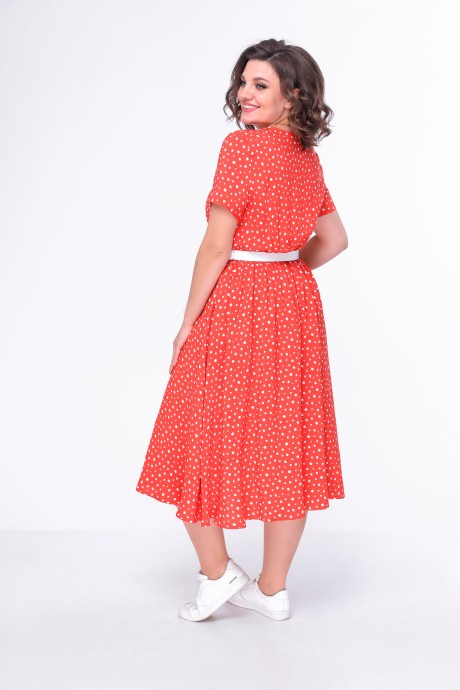 Платье Swallow 427 Красный в белый горох размер 46-60 #7