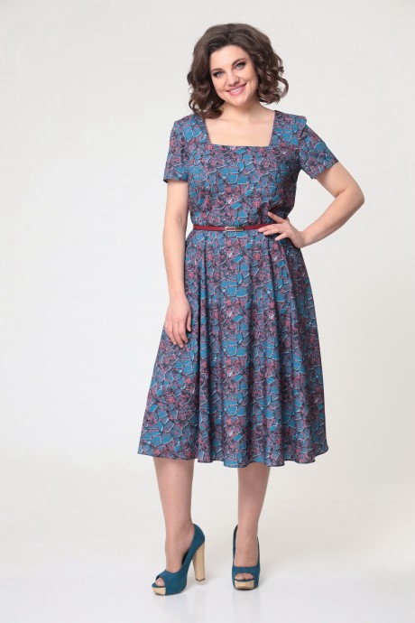 Платье Swallow 504 Сине-бордовый принт Камни размер 52-62 #4