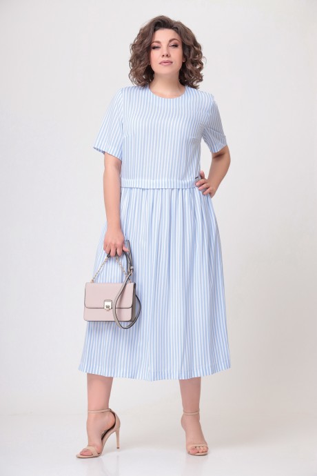 Платье Swallow 548 Бело-голубая полоска размер 52-64 #6