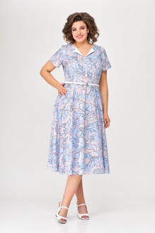 Платье Swallow 665.1 розовый, голубой принт #1